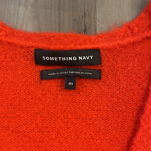 Something Navy Deep V Sweater NWT Medium - Picture 2 of 8